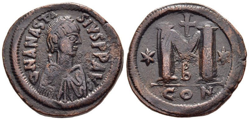 ANASTASIUS (491-518). Follis. Constantinople.

Obv: D N ANASTASIVS P P AVG.
Diad...