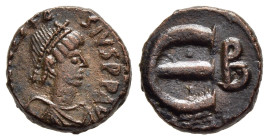 ANASTASIUS I (491-518). AE Pentanummium. Constantinople.

Obv: [D N ANAS]TASIVS PP AVG.
Diademed, draped and cuirassed bust right.
Rev: Large E contai...