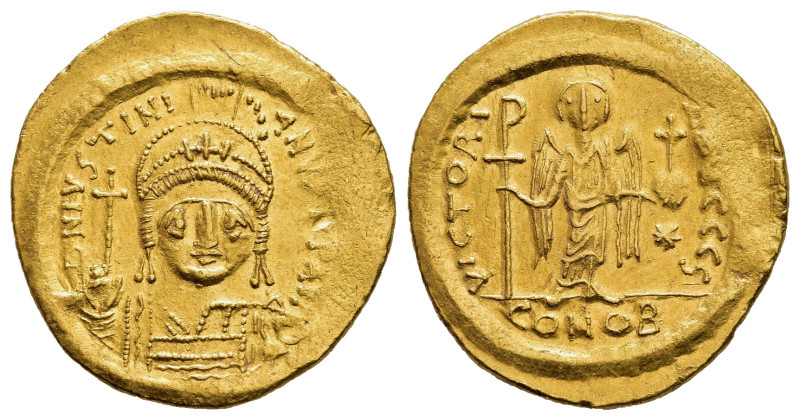 JUSTINIAN I (527-565). Gold Solidus. Constantinople.

Obv: D N IVSTINIANVS P P A...