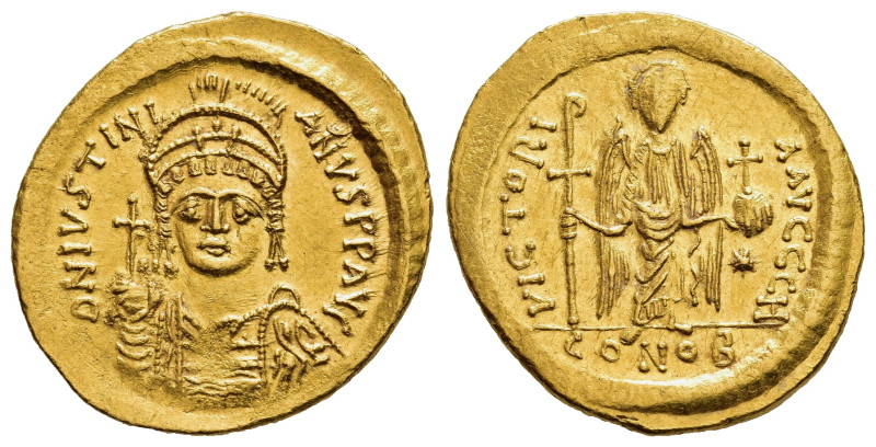 JUSTINIAN I (527-565). Gold Solidus. Constantinople.

Obv: D N IVSTINIANVS P P A...