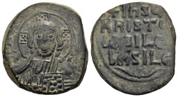 ANONYMOUS FOLLES. Class A3. Attributed to Basil II & Constantine VIII (1020-1028). Constantinople. AE Follis.

Obv: + ЄMMANOVHΛ / IC - XC.
Facing bust...