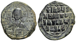 ANONYMOUS FOLLES. Class A3. Attributed to Basil II & Constantine VIII (1020-1028). Constantinople. AE Follis.

Obv: + ЄMMANOVHΛ / IC - XC.
Facing bust...