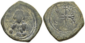 NICEPHORUS BASILACIUS (Usurper, 1078). Follis. Thessalonica.

Obv: IC - XC.
Facing bust of Christ Pantokrator.
Rev: C - B / N - B.
Jeweled patriarchal...
