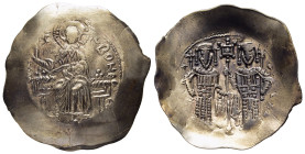 ALEXIUS III ANGELUS COMNENUS (1195-1203). Pale Electrum Trachy. Constantinople. 

Obv: +ΚЄ ROHΘЄI 
Christ Nimbate, seated facing on throne without bac...