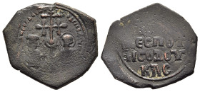 EMPIRE OF THESSALONICA. Theodore Comnenus-Ducas (1224-1230). Tetarteron.

Obv: Cross potent on three steps, facing busts of Theodore to left and St. D...