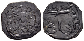 EMPIRE OF TREBIZOND. Semiautonomous Issue. Follis (12th).

Obv: Stylized bust of Christ Pantocrator facing.
Rev: Cross with floral ornaments.

Sommer ...