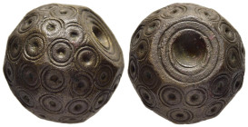 ISLAMIC WEIGHTS (circa 10-13th centuries). Commercial weight of 20 Dirhams or 2 Uqiya. Bronze.

A Seljuk or Beylik coin weight in the form of a polyhe...