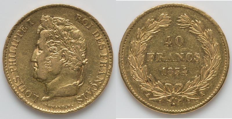 Louis Philippe I gold 40 Francs 1834-A XF, Paris mint, KM747.1, Fr-557. 26.1mm. ...