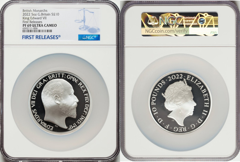 Elizabeth II silver Proof "King Edward VII" 10 Pounds (5 oz) 2022 PR69 Ultra Cam...