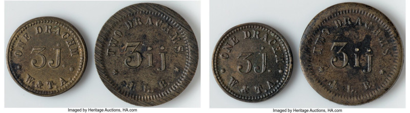 Pair of Uncertified Assorted brass Drachm Coin Weights ND, Lot includes (1) One ...