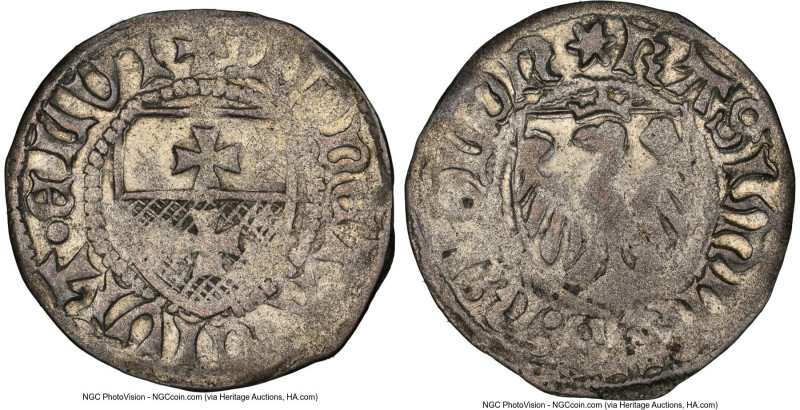 Thorn. Kasimir IV Jagello Schilling ND (1447-1492) XF Details (Cleaned) NGC, Gum...
