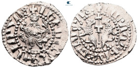Kings of Armenia.. Levon I AD 1198-1219. Levon seated facing on throne decorated with lions, holding cross and lis-tipped sceptre / Two lions rampant ...