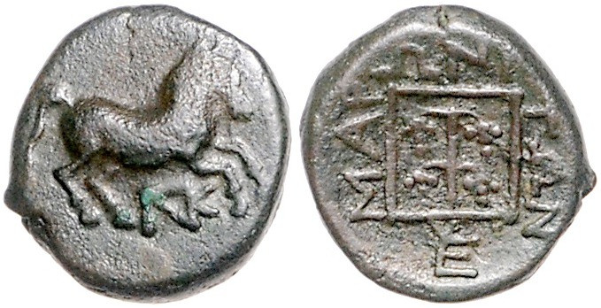 Thrakien-Maroneia. 
AE15 400-350 v.Chr Pferd läuft nach rechts, darunter Monogr...