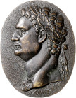 Kaiserzeit. 
Domitian 81-96. Ovale Bronzegussplakette o.J. Brustbild nach links, darunter Schriftzug 'DOMIT.AVG.'. 69x89mm 109,23&nbsp;g. . 

gussf...