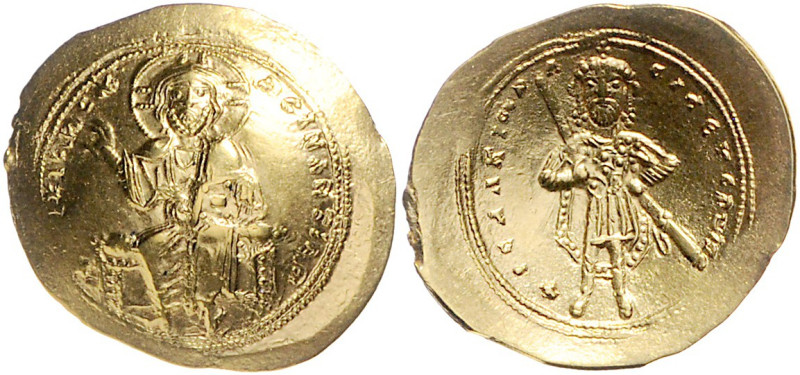 Isaac I. 1057-1059. Histamenon Konstantinopel. Christus thront, die rechte Hand ...