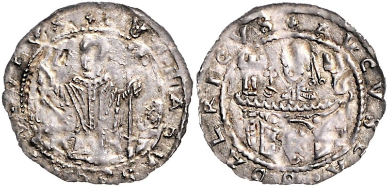 Augsburg, Bistum. 
Konrad 1150-1167. Dünnpfennig Stehender Bischof mit segnende...