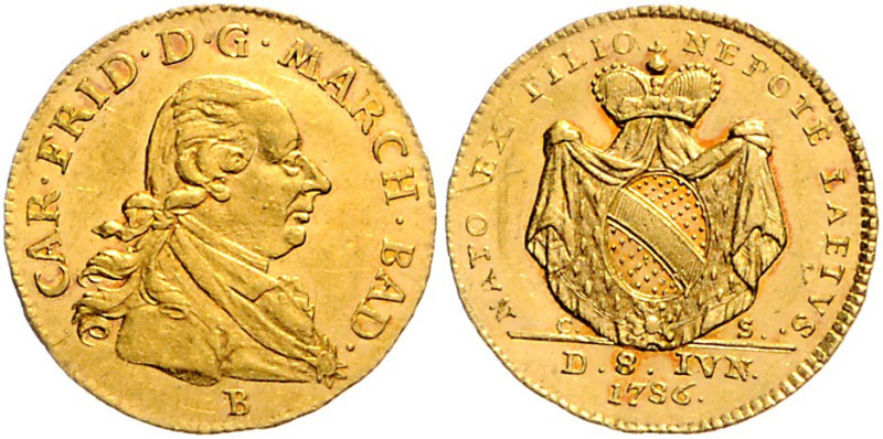 Baden/-Durlach. 
Karl Friedrich 1738-1806. Dukat 1786 Durlach auf die Geburt de...