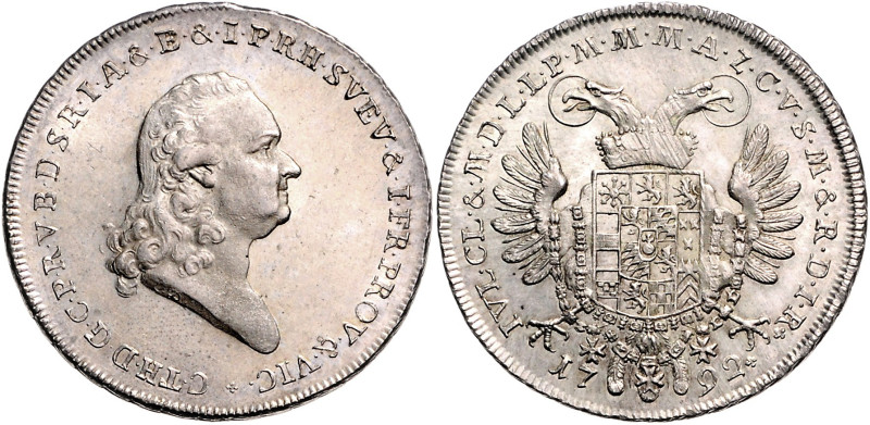 Bayern. 
Karl Theodor 1777-1799. Vikariatstaler 1792. Hahn&nbsp;367, Wittelsbac...