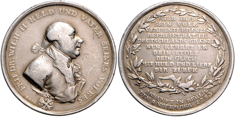 Brandenburg/-Preußen. 
Friedrich Wilhelm II. 1786-1797. Silbermedaille 1793 (v....