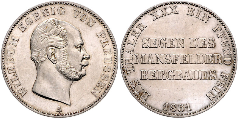 Brandenburg/-Preußen. 
Wilhelm I. 1861-1888. Ausbeutevereinstaler 1861. Kahnt&n...