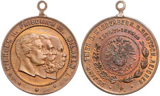 Brandenburg/-Preußen. 
Wilhelm II. 1888-1918. Bronzemedaille o.J. (v. W.&M) auf den 25. Jahrestag der Proklamation des Deutschen Reiches, dazu Silber...
