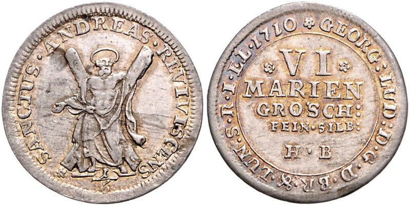 Braunschweig/-Calenberg-Hannover. 
Georg Ludwig 1698-1714. 6 Mariengroschen 171...