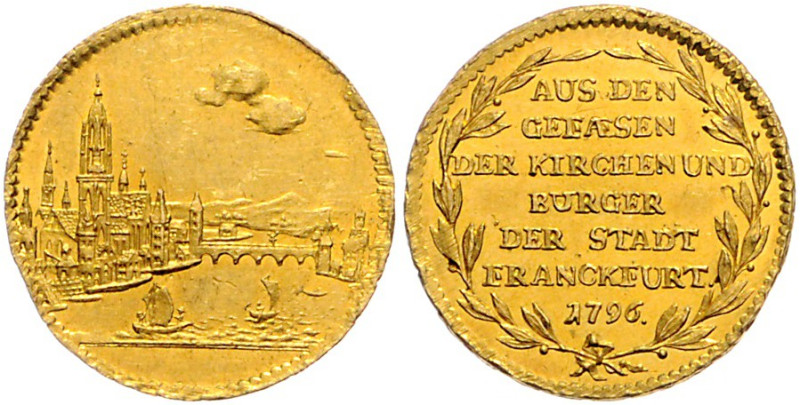 Frankfurt, Stadt. 
Dukat 1796 Kontribution. J.u.F.&nbsp;964, Friedberg&nbsp;102...
