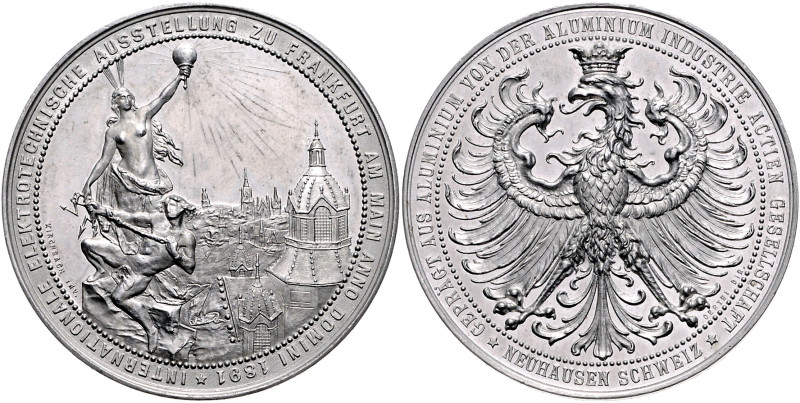 Frankfurt, Stadt. 
Aluminium-Medaille 1891 (v. Oertel/Kirchbach) auf die Intern...