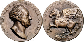 Frankfurt, Stadt. 
Medaillen auf Johann Wolfgang von Goethe. Bronzegussmedaille 1815 (v. Schadow), gefertigt im Auftrag von Goethes Sohn, anlässlich ...