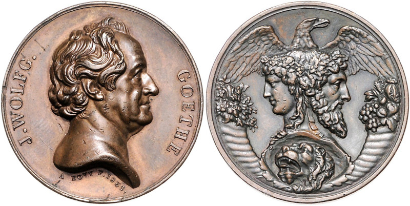 Frankfurt, Stadt. 
Medaillen auf Johann Wolfgang von Goethe. Bronzemedaille 183...