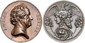 Frankfurt, Stadt. 
Medaillen auf Johann Wolfgang von Goethe. Bronzemedaille 1831 (v. Bovy) nach einem Entwurf Goethes zu persönlichen Geschenkzwecken...