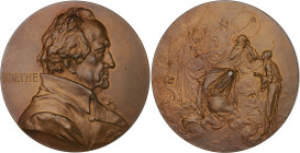 Frankfurt, Stadt. 
Medaillen auf Johann Wolfgang von Goethe. Bronzemedaille 1899 (v. A. Scharff) auf seinen 150. Geburtstag, i. Rd: FNG (Frankfurter ...