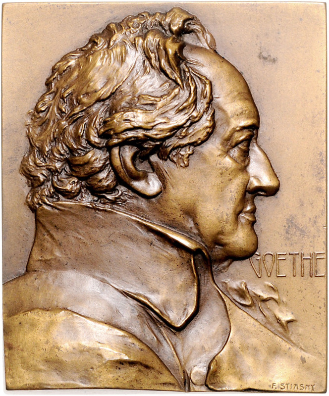 Frankfurt, Stadt. 
Medaillen auf Johann Wolfgang von Goethe. Einseitige Bronzeg...