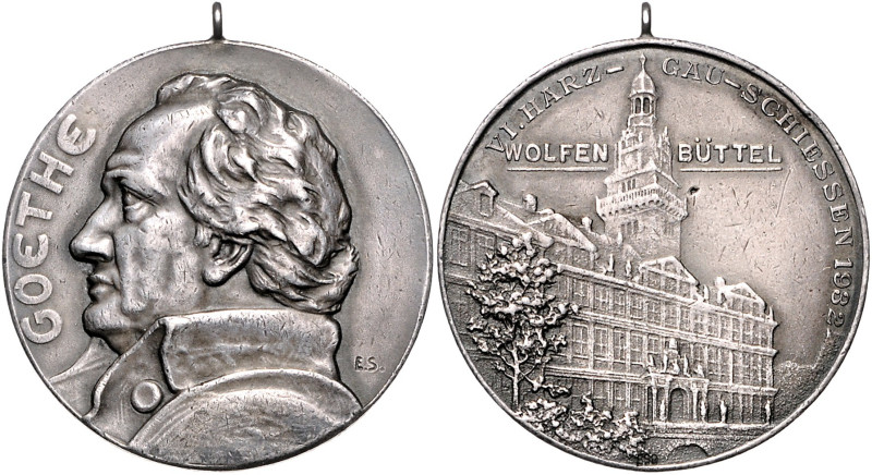 Frankfurt, Stadt. 
Medaillen auf Johann Wolfgang von Goethe. Silbermedaille 193...