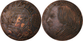 Frankfurt, Stadt. 
Medaillen auf Johann Wolfgang von Goethe. Bronzemedaille o.J. (v. Maurer, nach einer Zeichnung von Friedrich Preller) auf seinen 1...