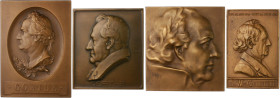 Frankfurt, Stadt. 
Medaillen auf Johann Wolfgang von Goethe. Lot von 4 Stücken: Einseitige Bronzeplaketten o.J. :(v. Telcs) Kopf mit Kragen n. l. (49...