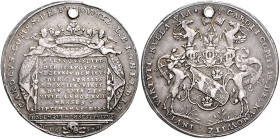 Hessen/-Kassel. 
Karl 1670-1730. Talerförmige Medaille 1698 auf den Tod des Oberwachtmeisters Karl Graf Kunowitz von Böhmen. Schütz&nbsp;1356, Hoffme...