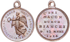 Napoleonische Befreiungskriege. 
Bronzemedaille 1814 (v. Loos) Maron. Sommer&nbsp;165/49. mit Öse 15,3&nbsp;mm, 1,57&nbsp;g. . 

PP