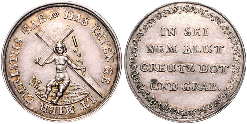 Silbermedaille o.J. (in der Art von Kittel oder Buchheim) Jesus als Knabe ein Kr...