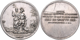 Silbermedaille (v. J. Lang) BEYDE, PHILIPPUS UND DER KÄMMERER STIEGEN IN DAS WASSER HINAB UND ER TAUFTE IHN. RS: Kratzer 36,3&nbsp;mm, 13,19&nbsp;g. ....