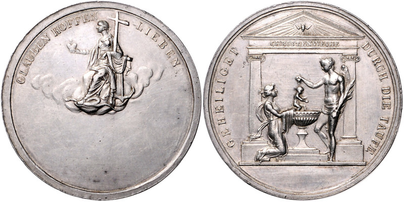 Silbermedaille (v. Stuckhardt) 'Geheiligt durch die Taufe'. 44,2&nbsp;mm, 23,00&...