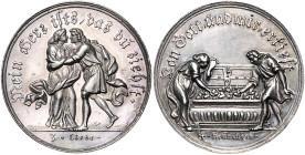 Silbermedaille o.J. (unsign. v. Wermuth) auf die Liebe, 3. Liebe / 4. Heürathen. GPH&nbsp;-. 31,9&nbsp;mm, 9,50&nbsp;g. . 

vz