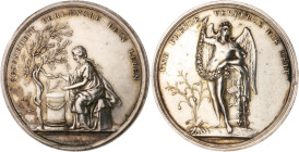 Silbermedaille o.J. (v. Loos) GESUNDHEIT VERLAENGERE DEIN LEBEN / UND FREUDE VERKÜRZE DIE ZEIT. Sommer&nbsp;B48/2. kl.Kr. 36,2&nbsp;mm, 13,34&nbsp;g. ...