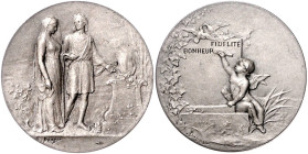 Silbermedaille o.J. (v. Dropsy) FIDELITE BONHEUR, mit leerem Gravurfeld, i.Rd: Füllhorn ARGENT. 29,9&nbsp;mm, 10,47&nbsp;g. . 

vz