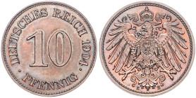 Kleinmünzen. 
10 Pfennig 1904 E Probeprägung in Kupfer. Uns ist nur dieses Exemplar bekannt, welches aus der Sammlung Beckenbauer stammt. Jaeger&nbsp...