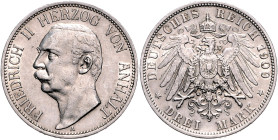 Anhalt. 
Friedrich II. 1904-1918. 3 Mark 1909 A. Jaeger&nbsp;23. . 

f.vz