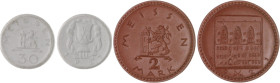 Lot von 8 Stücken: Meißen: 2x 30 Pfennig 1921 weiß (versch. Ausführungen), 30 Pfennig 1921 braun, 2x 50 Pfennig 1921 weiß u. braun, 1 Mark 1921 braun,...