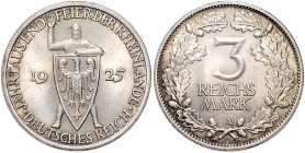 3 Reichsmark 1925 A Zur Jahrtausendfeier der Rheinlande. Jaeger&nbsp;321. . 

f.st
