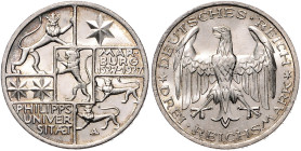 3 Reichsmark 1927 A 400 Jahre Philipps-Universität Marburg. Jaeger&nbsp;330. . 

f.st