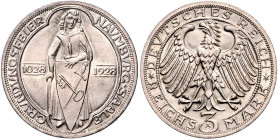 3 Reichsmark 1928 A 900 Jahre Naumburg an der Saale. Jaeger&nbsp;333. . 

st-